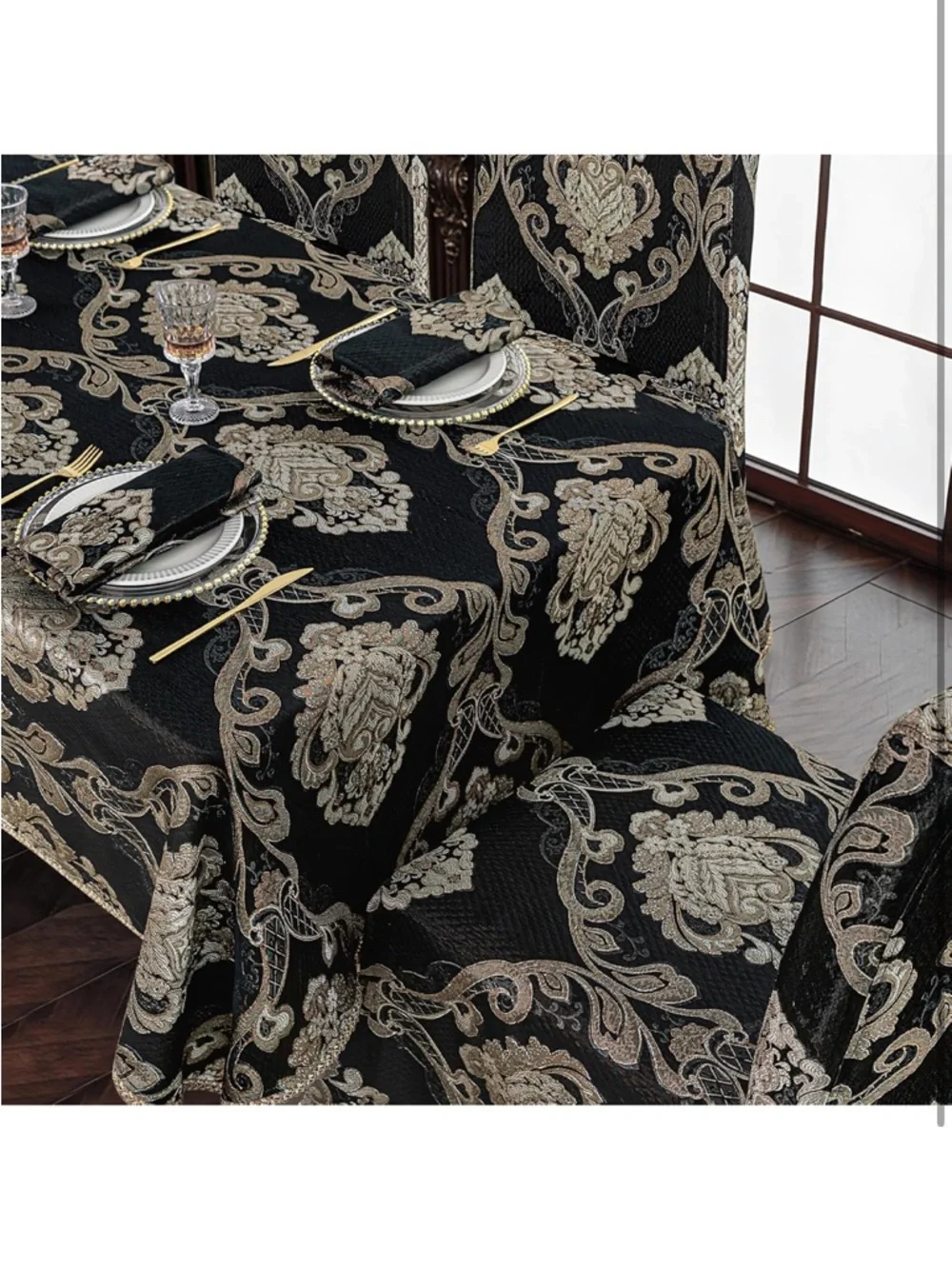 Adjustable Dining Chair Cover 1 Piece, Classic European Damask Removable 971-C